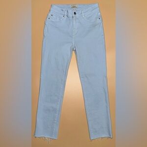 DL1961 Mara Straight Mid Rise Instasculpt Ankle Jeans Cerulean Size 28 Raw Hem